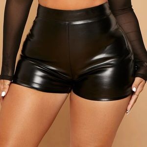 High Waisted PU Leather Shorts